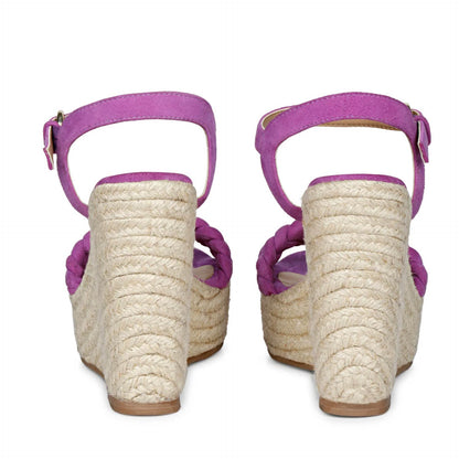 Elegant Woven Leather Wedges in Stunning Purple