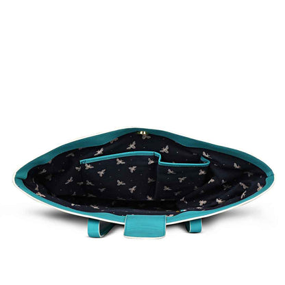 Favore Blue Womens Leather Shopper Tote Bag