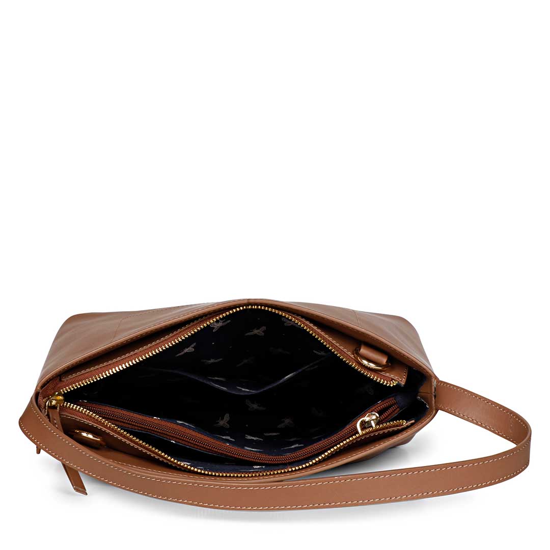 Favore Tan Leather Oversized Structured Shoulder Bag