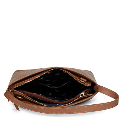 Favore Tan Leather Oversized Structured Shoulder Bag
