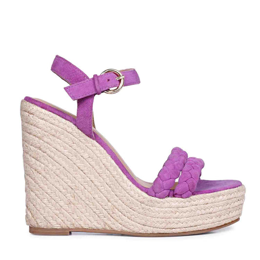 Elegant Woven Leather Wedges in Stunning Purple