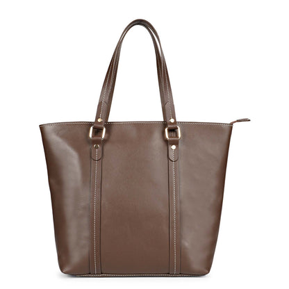 Favore Brown Textured Leather Oversized Shopper Shoulder Bag