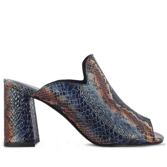 Saint Fiona Snake Print Leather Block Heels: Handcrafted elegance with a touch of wild charm. Elevate your style effortlessly.