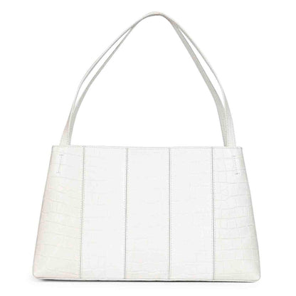 Favore White Leather Structured Handheld Bag