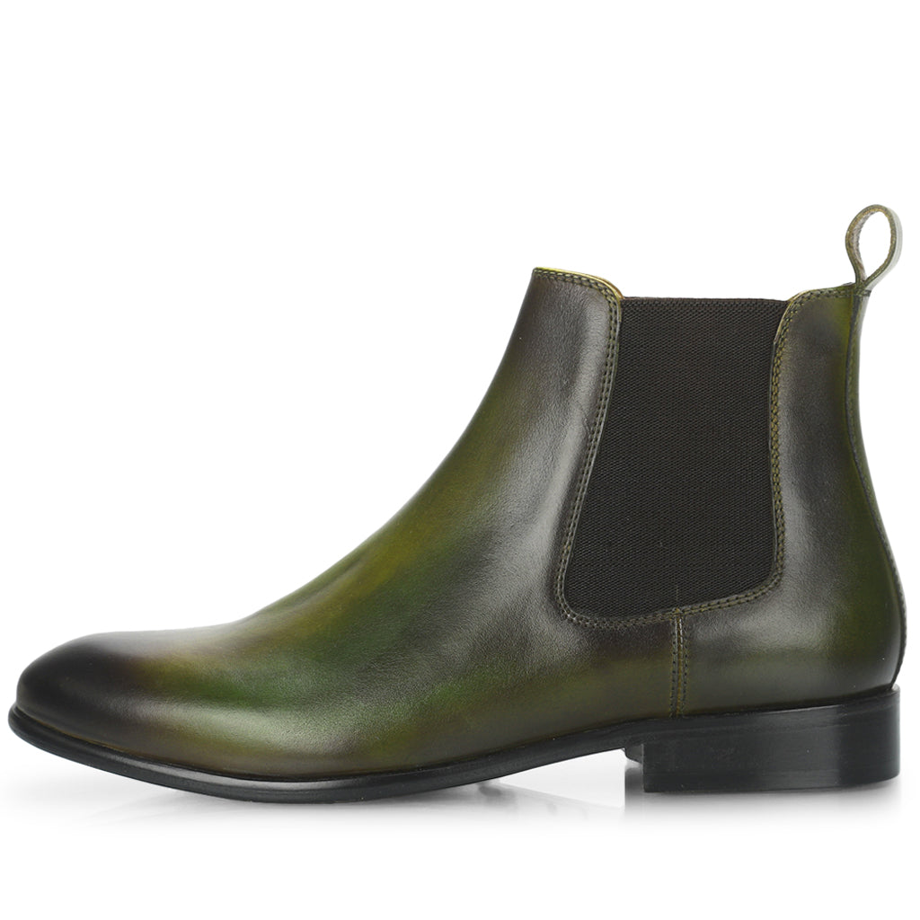 Saint Agostino Two Color Toned Olive Leather Chelsea Boot - SaintG
