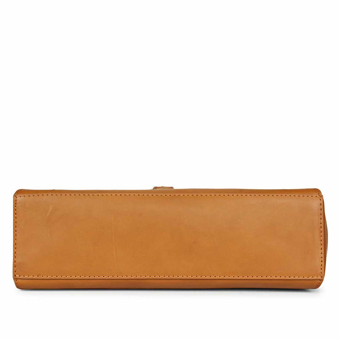 Favore Tan Women Leather Structured Sling Bag
