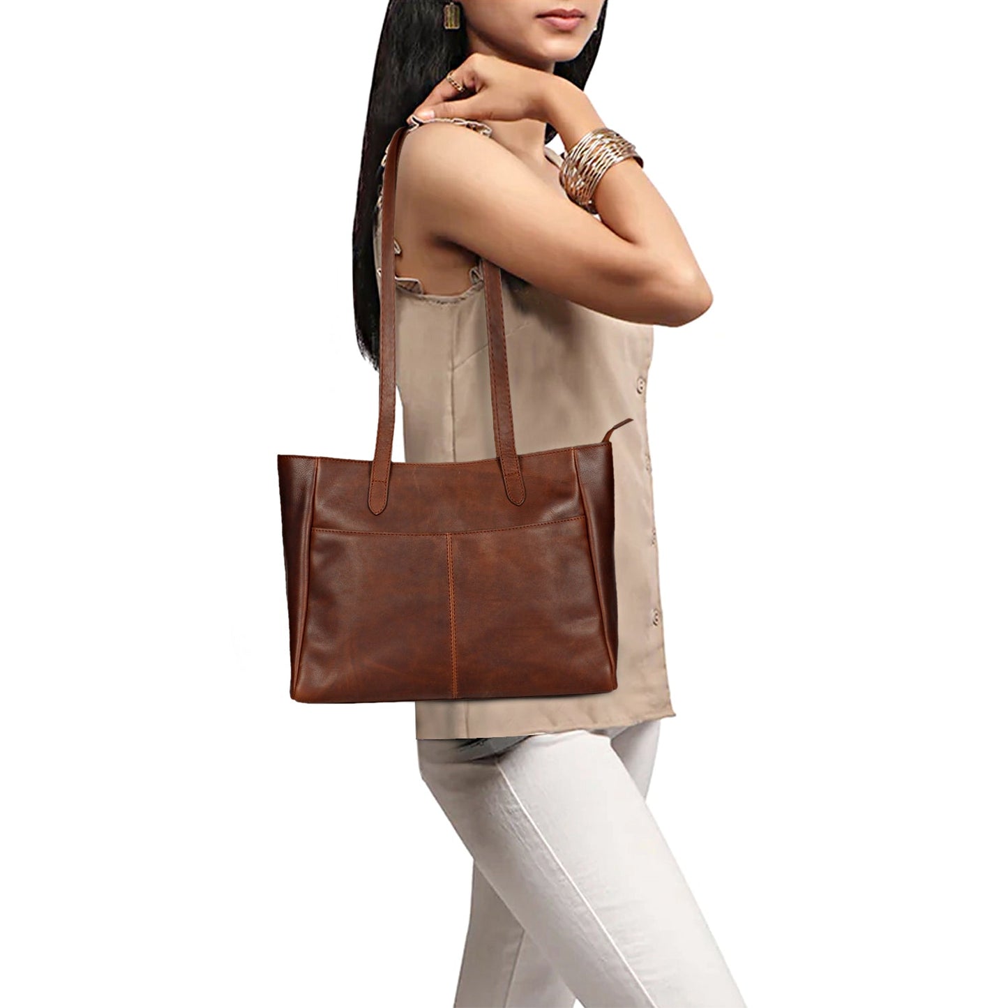 Favore Womens Brown Leather Shoulder Bag