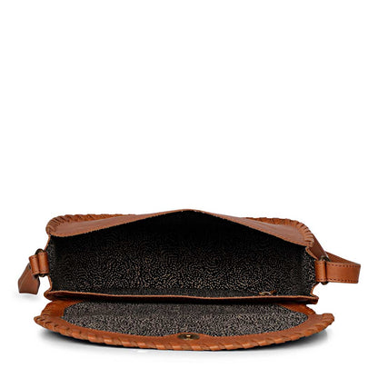 Favore Women Tan Leather Saddle Bags