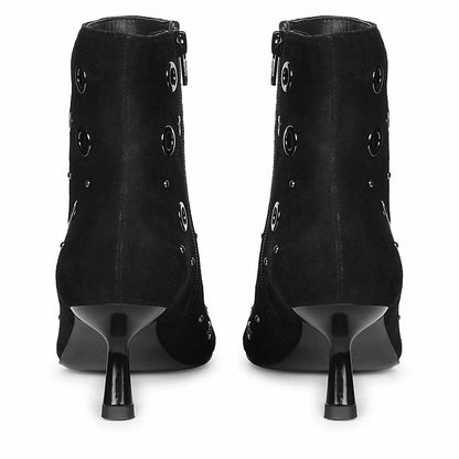 Saint Orla Black Suede Leather Eyelet Ankle Boots
