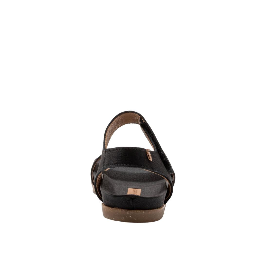 El Naturalista Black Embellished Leather Block Sandals with Buckle