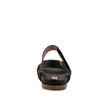 El Naturalista Black Embellished Leather Block Sandals with Buckle