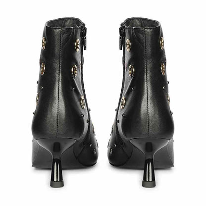 Saint Orla Multicolor Eyelet Black Leather Ankle Boots