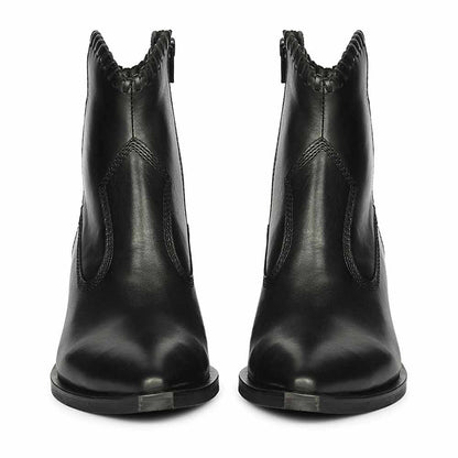 Saint Juana Handwoven Black Leather Ankle Boots