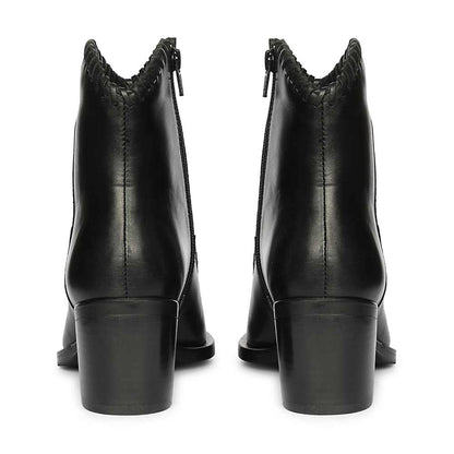 Saint Juana Handwoven Black Leather Ankle Boots