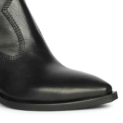 Saint Juana Handwoven Black Leather Ankle Boots