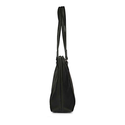 Favore Black Womens Leather Shopper Tote Bag