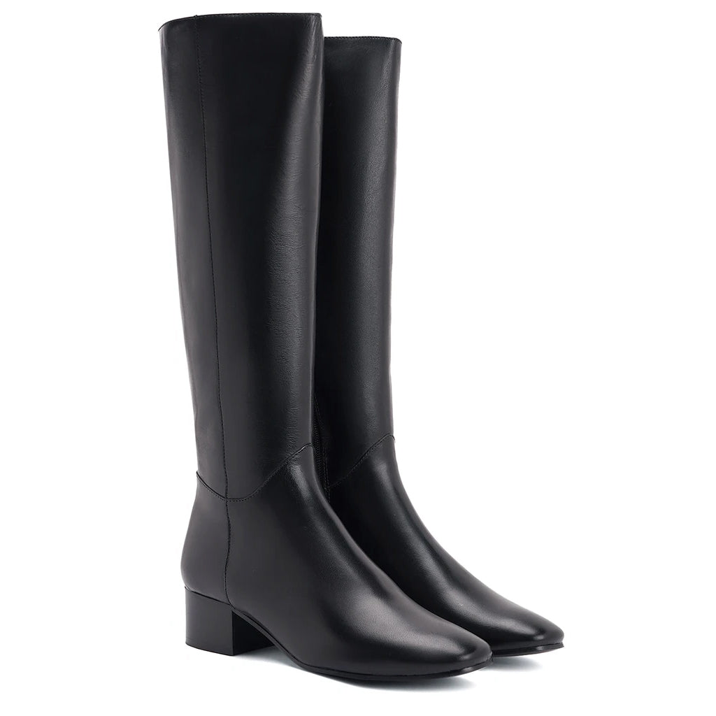 Saint Ivanna Black Leather Knee High Boots - SaintG India