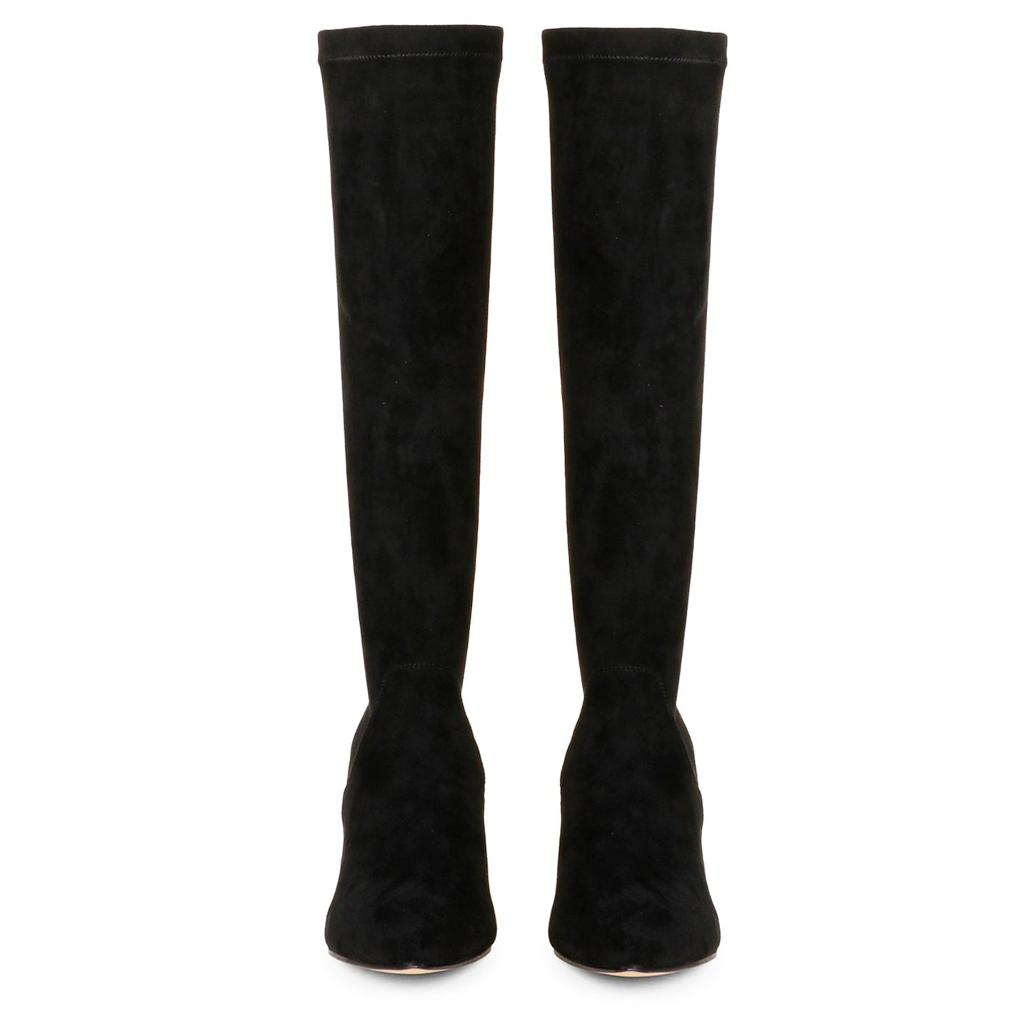 Saint Jemima Black Stretch Suede Kitten Heel Knee High Boots - SaintG India