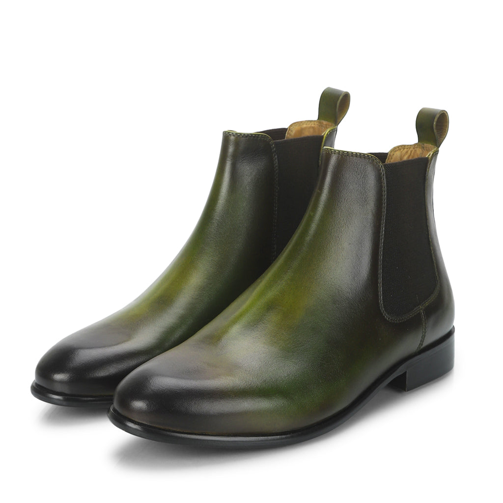 Saint Agostino Two Color Toned Olive Leather Chelsea Boot - SaintG