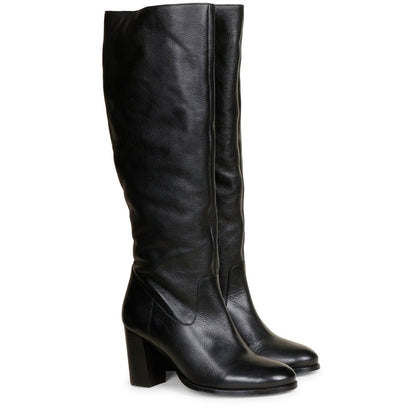 Saint Claretta Black Leather Knee High Slouch Boots - SaintG India