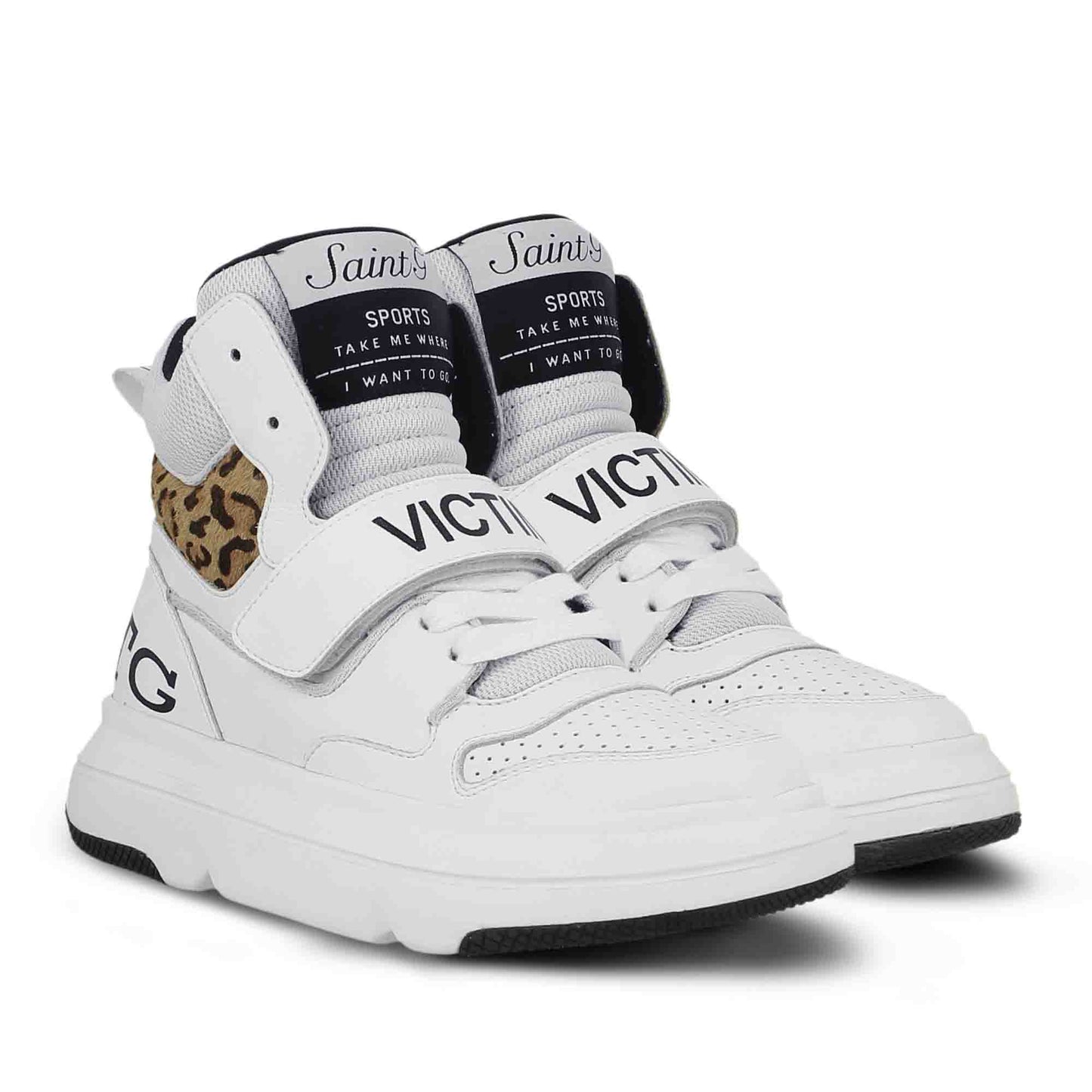 Whitesta Venetia White Pony Hair Print Leather Sneakers