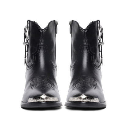 Saint Gessica Buckle Decorative Leather Ankle Boots