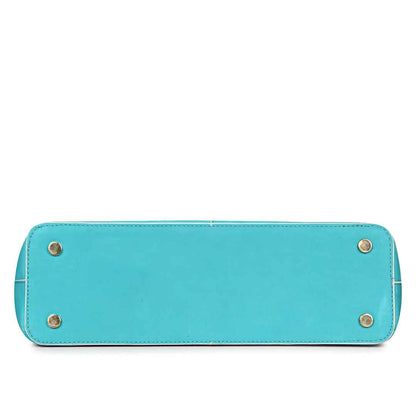 Favore Blue Womens Leather Shopper Tote Bag