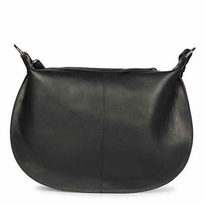 Favore Black Women Leather Structured Sling Bag