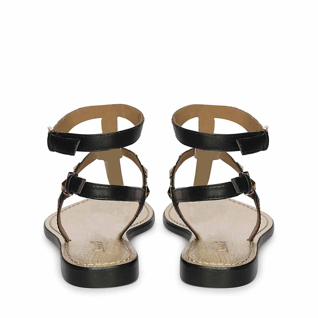 Saint Ornella Black Leather Metal Studded Sandals