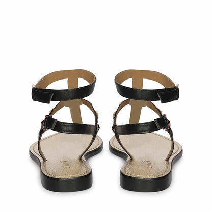 Saint Ornella Black Leather Metal Studded Sandals