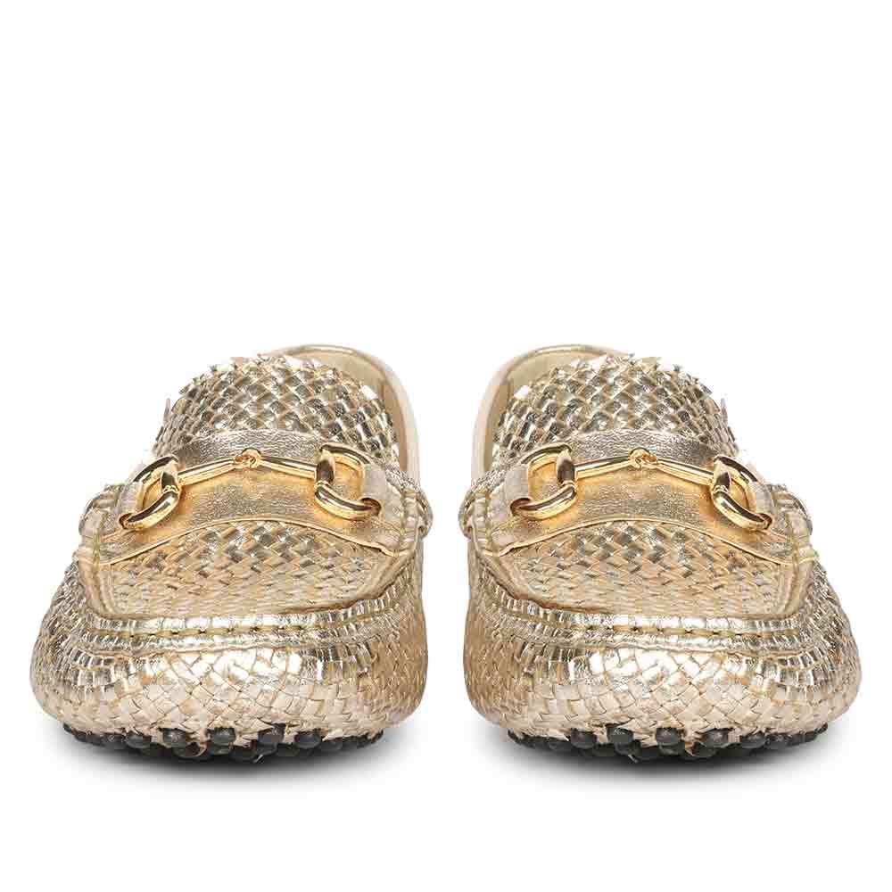 Saint Aurora Gold Handwoven Leather Horsebit Loafers