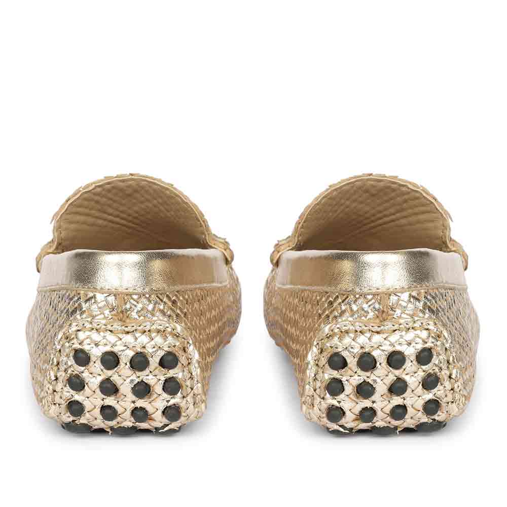 Saint Aurora Gold Handwoven Leather Horsebit Loafers