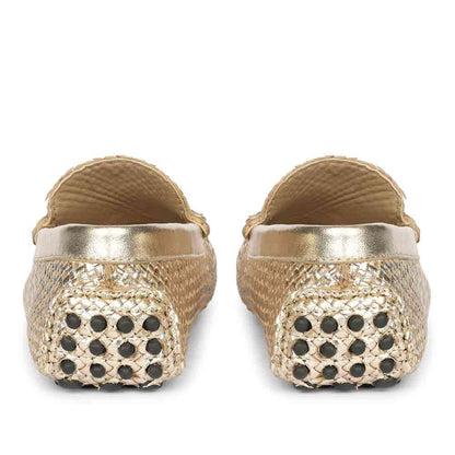 Saint Aurora Gold Handwoven Leather Horsebit Loafers