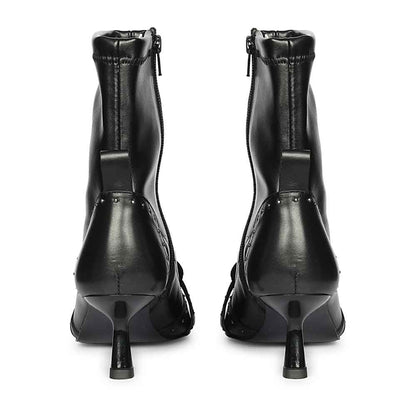 Saint Alondra Studded Black Leather Kitten Heel Boots