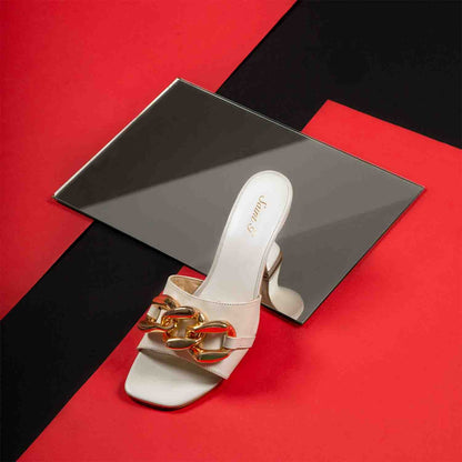 Saint Melissa Off White Leather Mid Slip On Heels