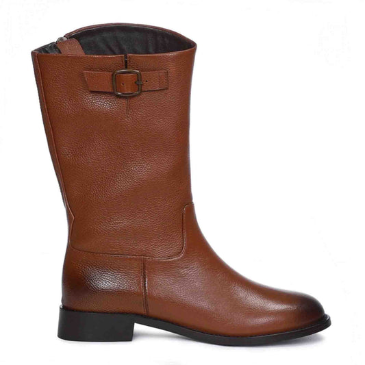Saint Martina Tan Leather Calf  Boots - SaintG India