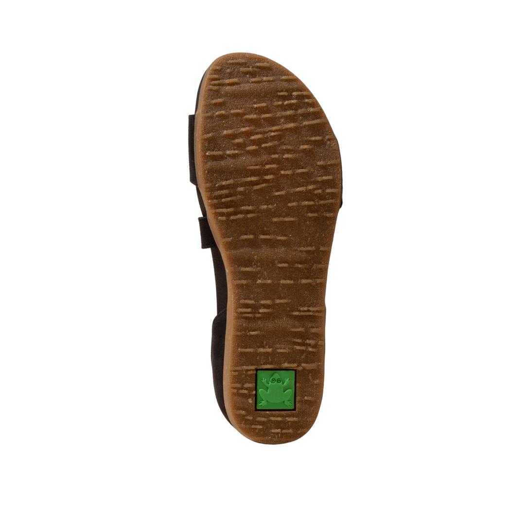 El Naturalista Black Embellished Leather Block Sandals with Buckle