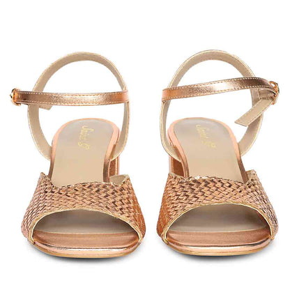 Saint Athena Cipria Metallic Hand Woven Leather Heels