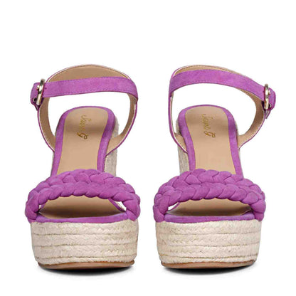 Elegant Woven Leather Wedges in Stunning Purple