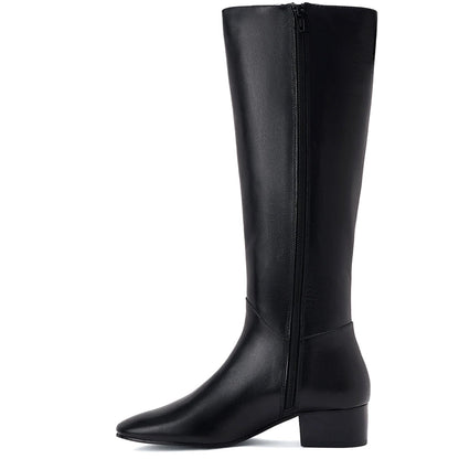Saint Ivanna Black Leather Knee High Boots - SaintG India