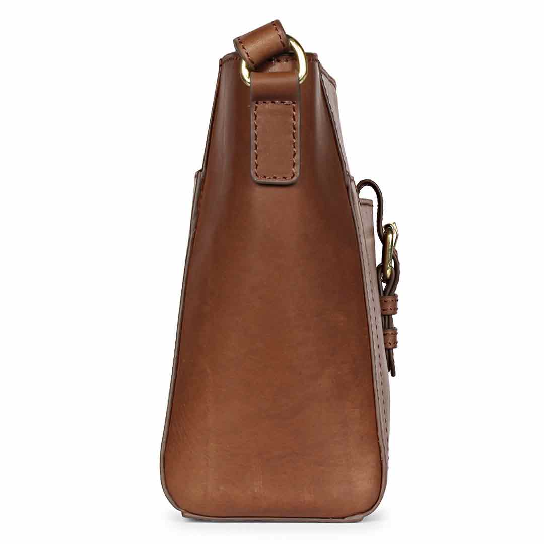 Favore Brown Women Leather Structured Sling Bag