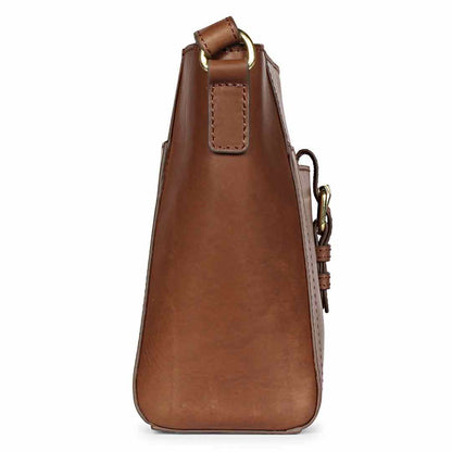 Favore Brown Women Leather Structured Sling Bag