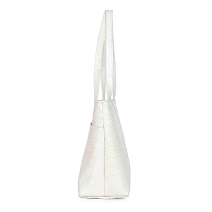 Favore White Leather Structured Handheld Bag