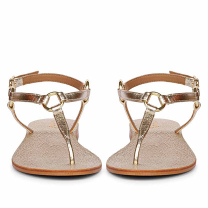 Saint Coretta Golden O-Ring Platin Leather Sandals