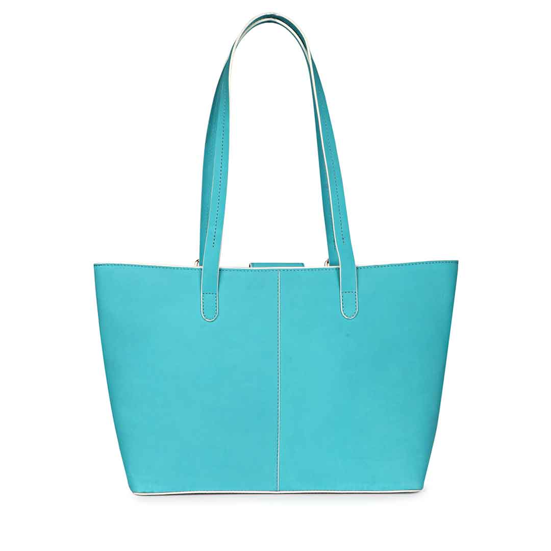 Favore Blue Womens Leather Shopper Tote Bag