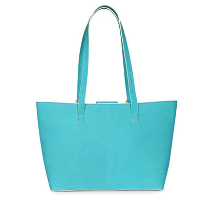 Favore Blue Womens Leather Shopper Tote Bag