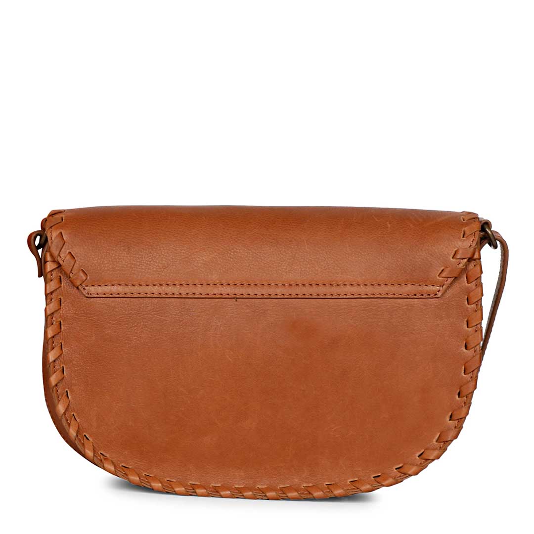 Favore Women Tan Leather Saddle Bags