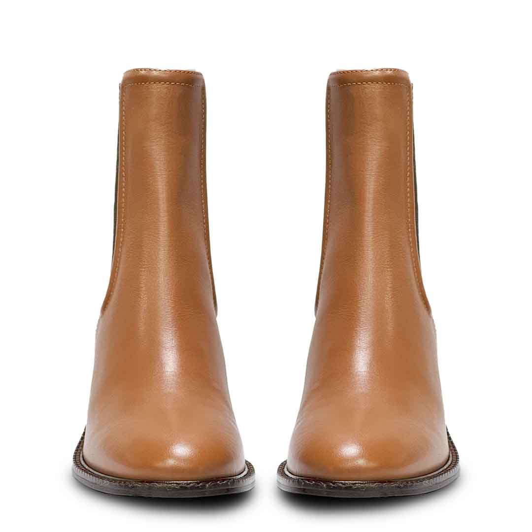Saint Zoie Camel High Ankle Leather Chelsea Boots