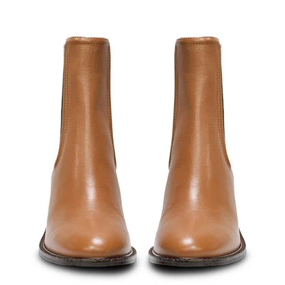 Saint Zoie Camel High Ankle Leather Chelsea Boots