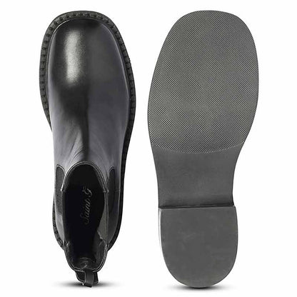 Saint Aitana Trio Ring Black Leather High Ankle Boots